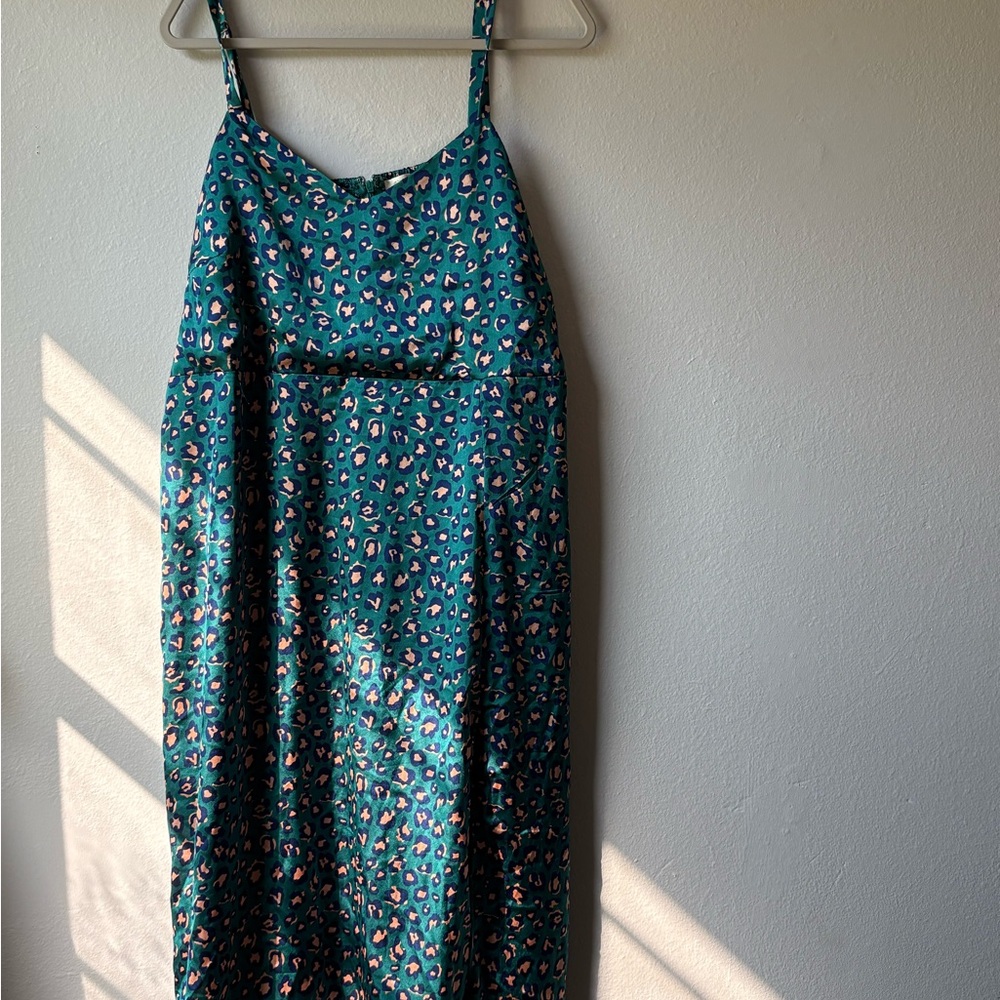 Teal Leopard Print Maxi Dress
